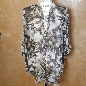 Sheer earth tone butterfly wings blouse